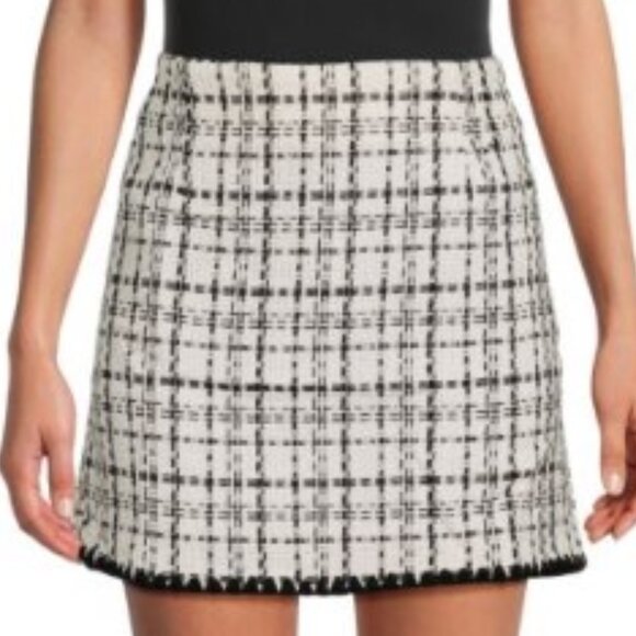 Laundry by Shelli Segal Textured Tweed Mini Skirt Black White XL - Picture 1 of 11